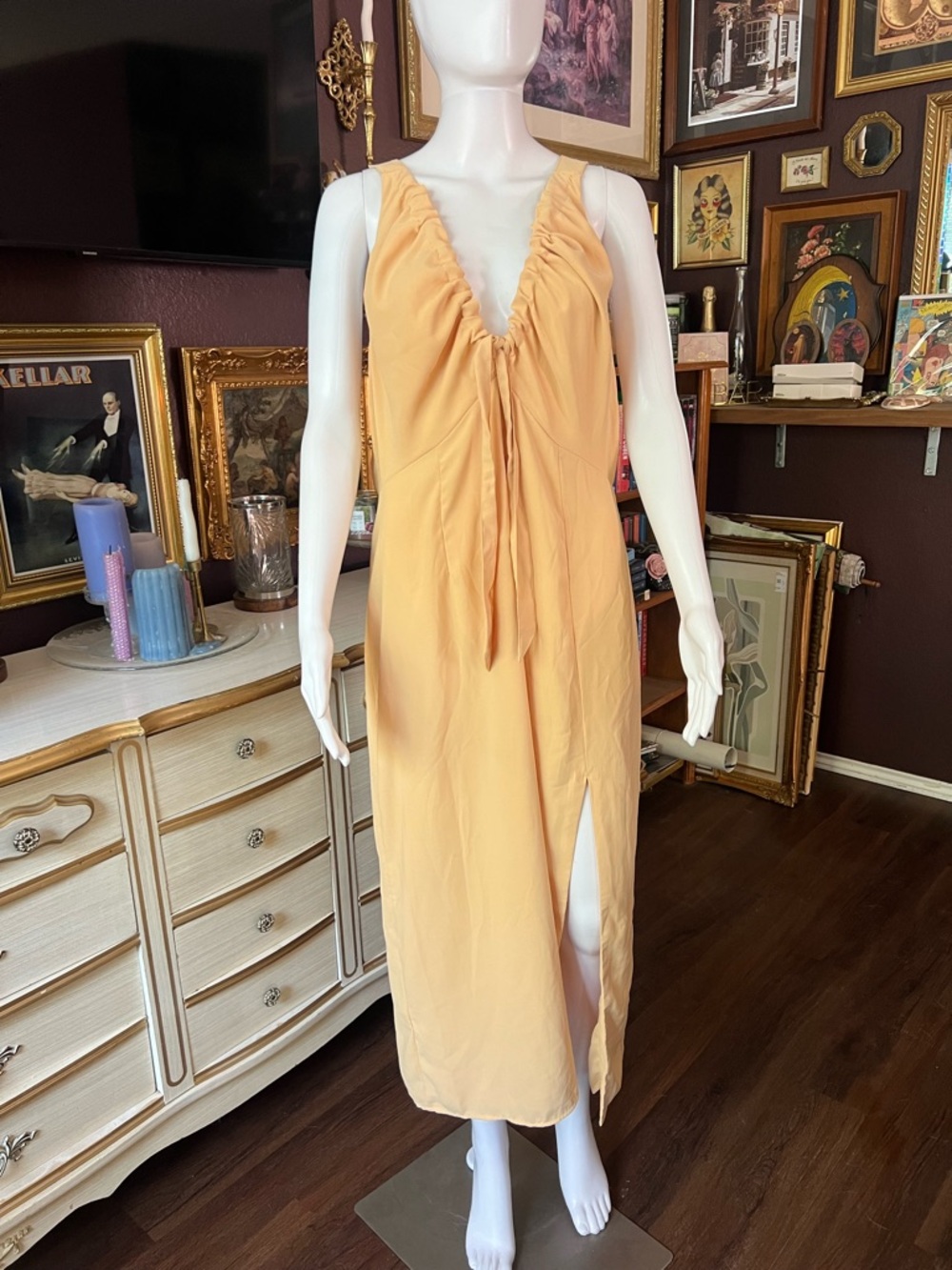 Abercrombie & Fitch Yellow Midi Dress Size Large